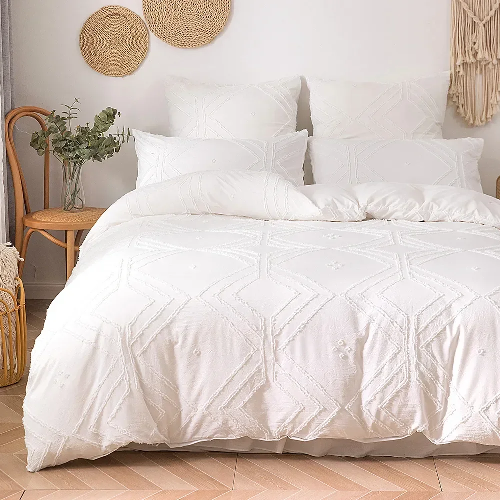 

Summer White Pinch Pleat Duvet Cover 220x240cm Luxury Double Bed Quilt Size Cover King Bedding Comforter Cover Queen Set