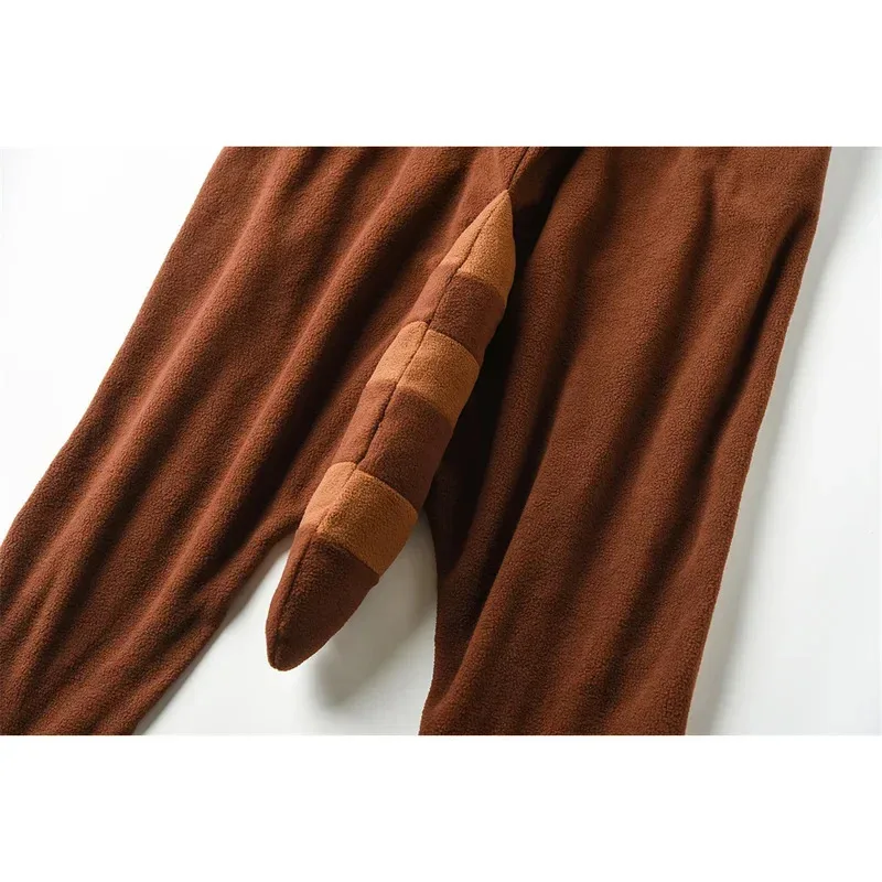 الأزواج البني الراكون منامة الكرتون نيسيي الحيوان Kigurumis هالوين مضحك لطيف الزي الشتاء ملابس خاصة المنزل البدلة