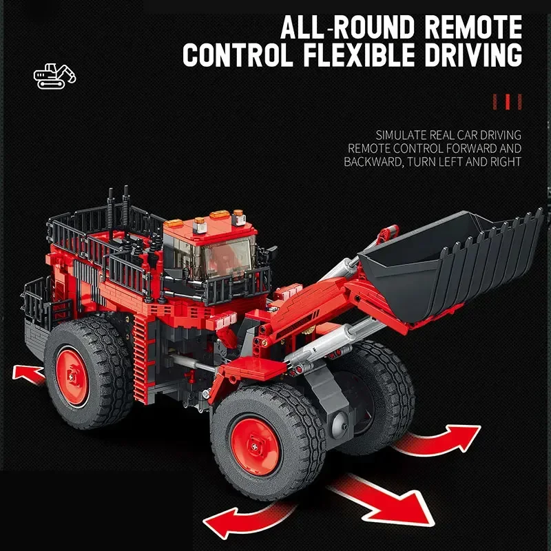 Reobrix 1876Pcs APP Remote Control Loader Building Blocks RC Construction Vehicle Model Bricks Toy for  Christmas Gift
