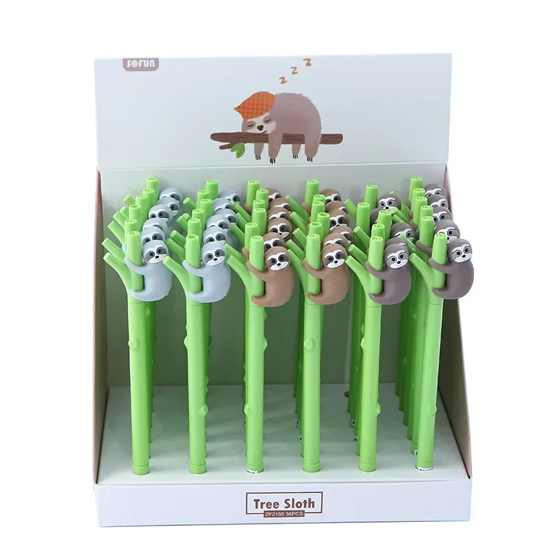 A 36PCS Manufacturer Sloth Silicone Neutral Pen Wholesale Zhongfan Creative Small Fresh Black Ink Pen Cute Cartoon Signature Pen