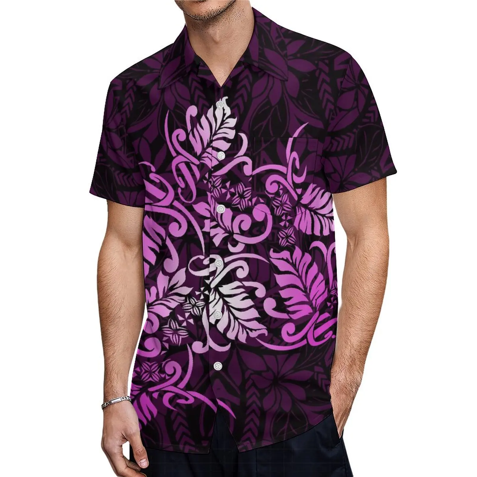 Summer Women\'S Short Sleeve Dress With Temperament Men\'S Pocket Shirt 9xl Polynesian Island Design Couple Suit