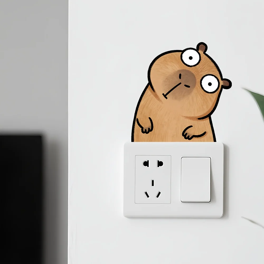 1pc Capybara Themed Light Switch Wall Decal, Self-Adhesive Sticker,Suitable for Light Switches,Doors,Windows,Bedroom,Living Room