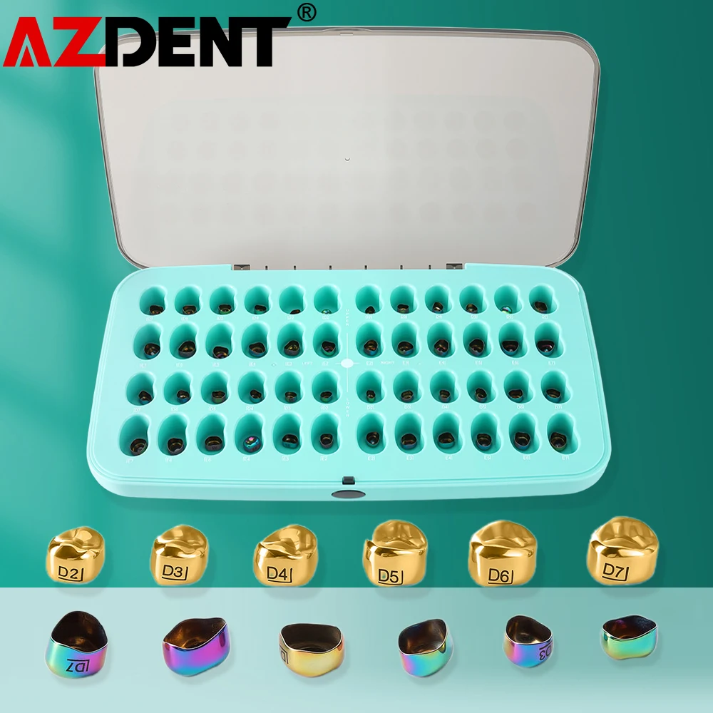 

48Pcs Colored Dental Primary Molar Crown Teeth Preformed Stainless Steel Temporary Crowns Kit Kids Pediatric Dentistry Supply