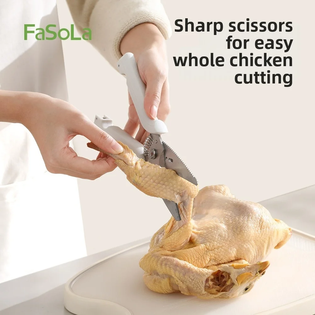 1pc Stainless Steel Magnetic Kitchen Scissors For Cutting Chicken Bones Fish Meat Chicken Bone Scissors Home Kitchen Tools