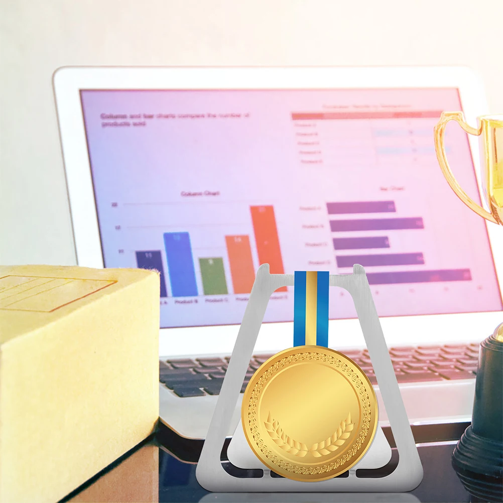 

2pcs Medal Display Stand Foldable Stainless Steel Medal Holder For Tabletop Wall Mounted Storage Rack Sturdy Competition Badge