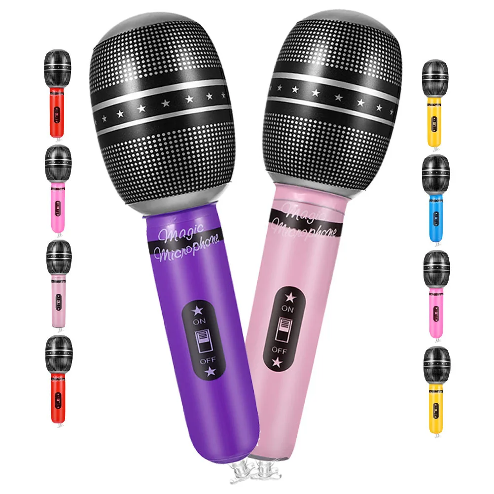 

10Pcs Inflatable Microphones Simulation Realistic Prop Pretend Play Mic Party Cosplay Stage Performance Expression
