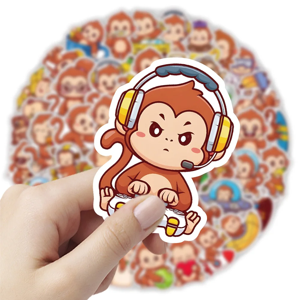 10/50PCS Kawaii Monkey Graffiti Stciekrs Animal Cartoon Aesthetic for Water Cup Phone Computer Notebook Stationery Luggage