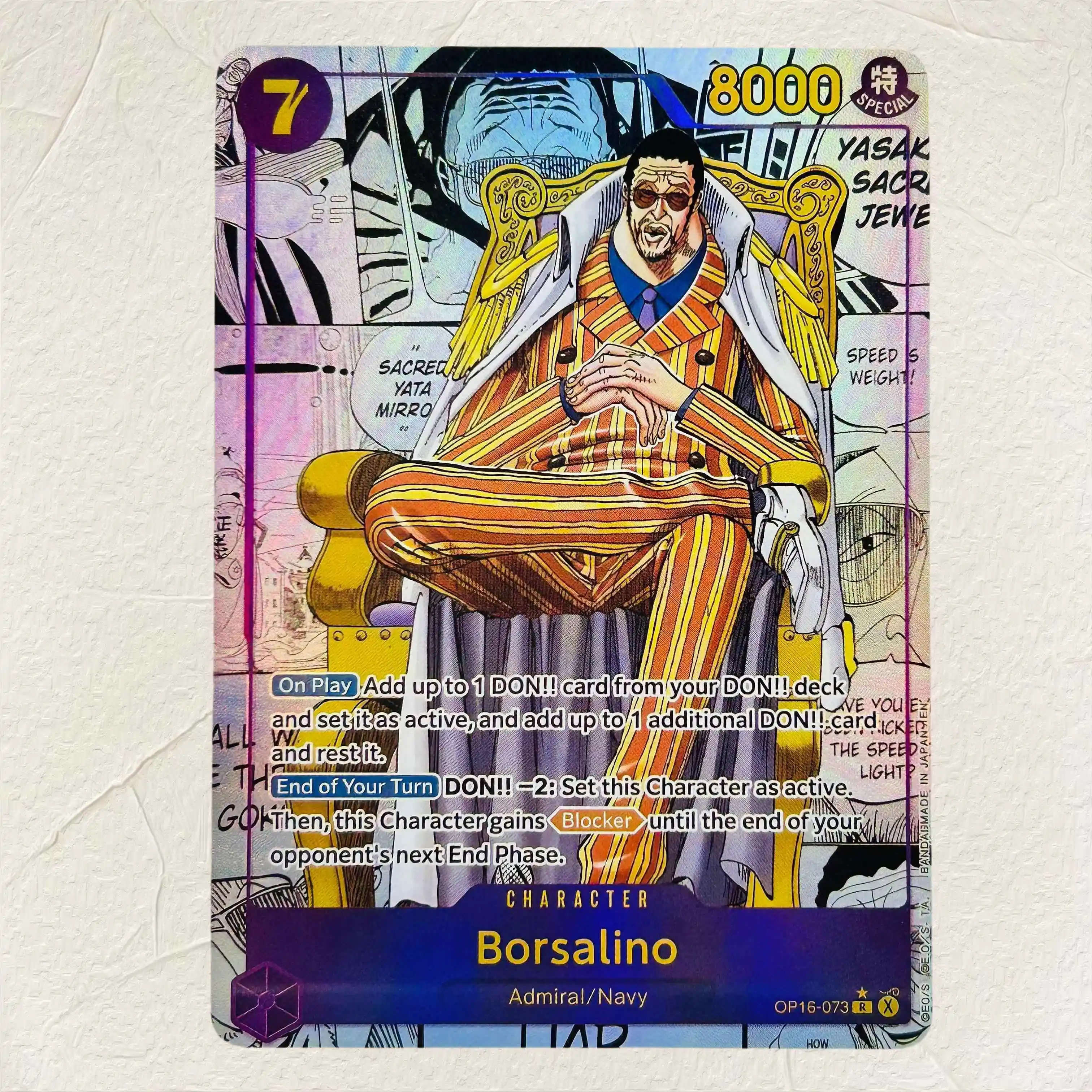 Cartes à collectionner holographiques One Piece Borsalino OP16-073, version anglaise, état parfait, anime classique, TCG