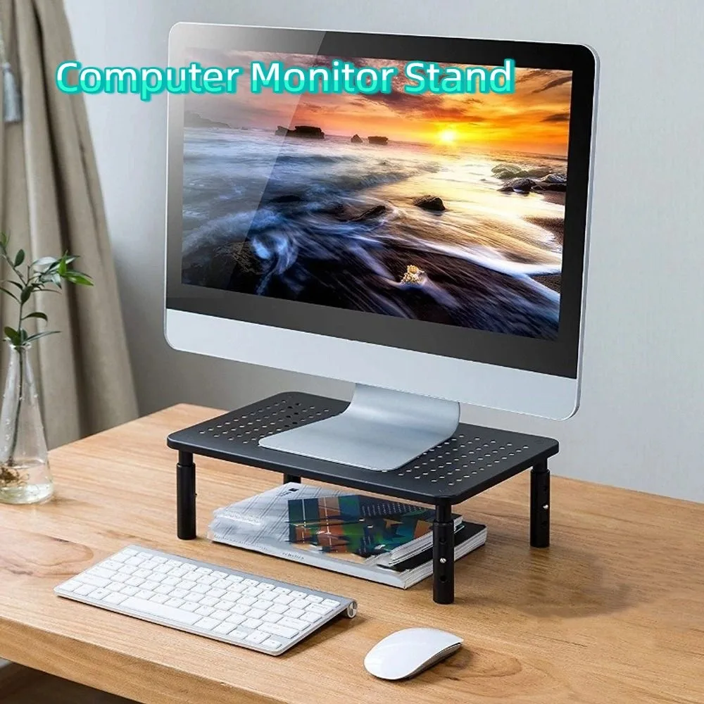 

3 Height Adjustable Computer Monitor Stand Metal Storage Drawer Desktop Stand Riser Increase Height Portable PC Monitor Holder
