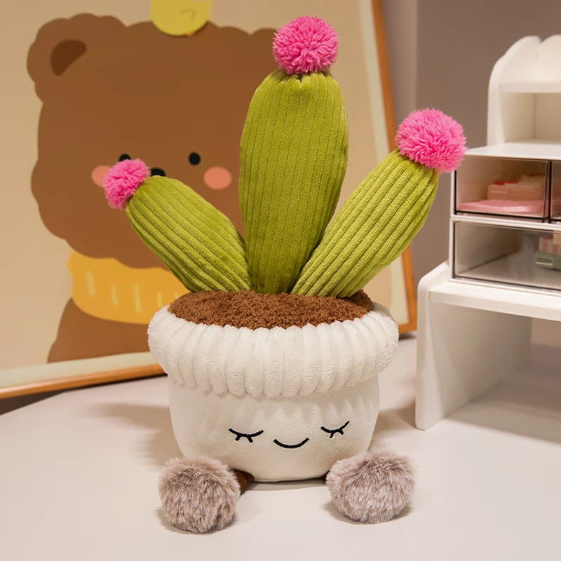 KLifelike Cactus Plants Plush Stuffed Sunflower Toys Soft Home Decor Doll Creative Potted Flowers Pillow for Kids Birthday Gift