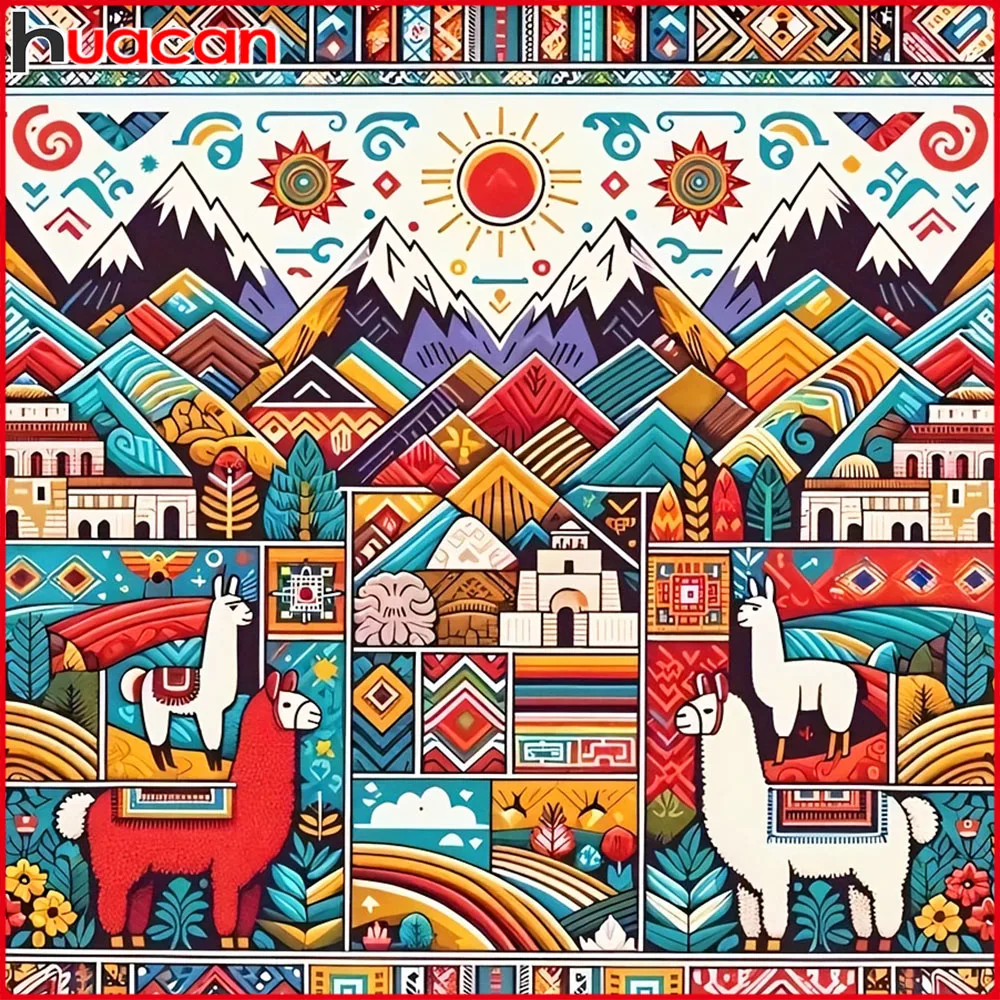 Huacan 5D DIY Diamond Painting Mountain House Diamond Embroi