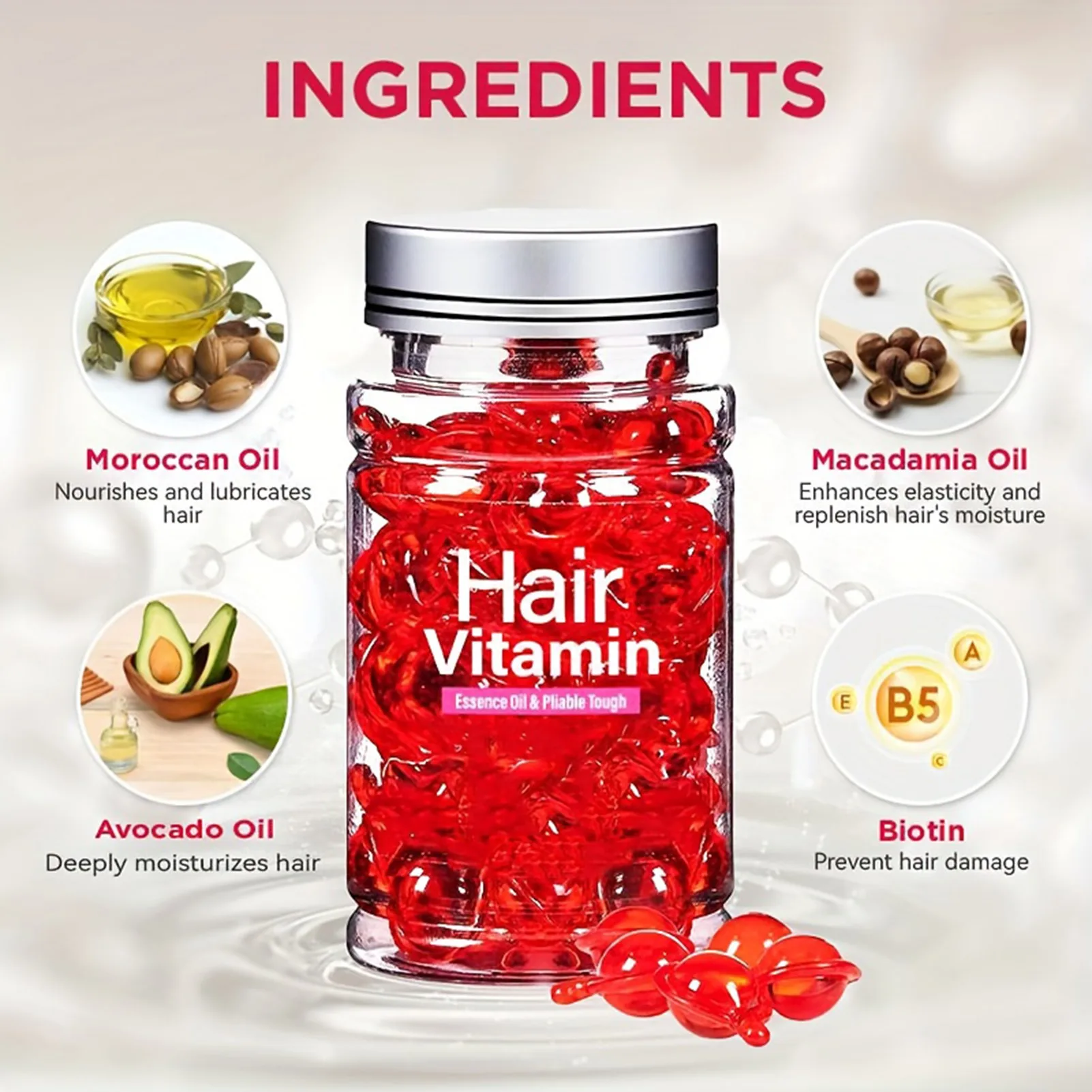 

Hair Serum Non Rinse Nourishing Moisturizing Comfort Haircare Hair Oil Capsules for All Hair Type Non Rinse Hair Capsules