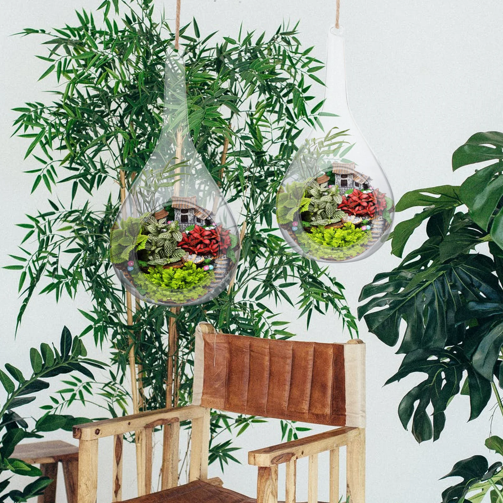 

2Pcs Hanging Air Planter Terrarium Glass Vase for Home Office Gift DIY Micro Landscape Glass Hanging Planter Hydroponic Vase