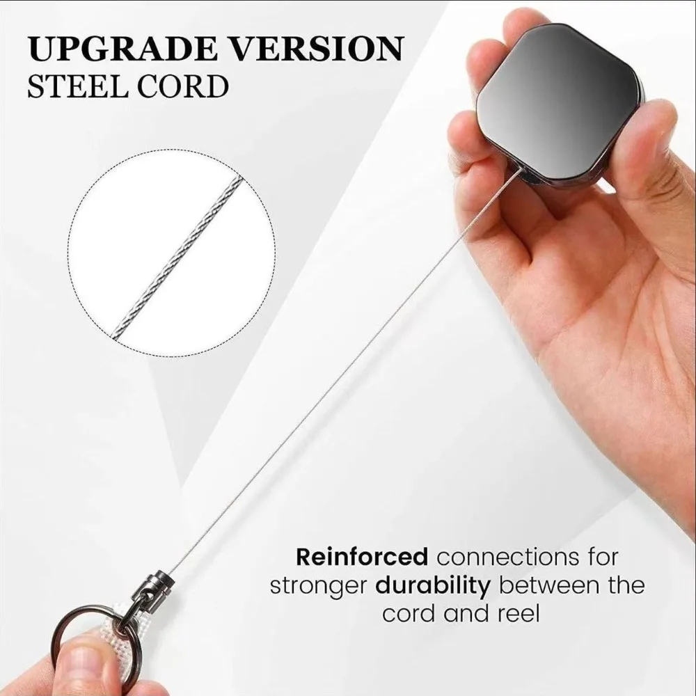 3.2cm Metal Badge Reel Square Round Shape Zinc Alloy Keychain Retractable Anti-lost Pass Work Card Clip Badge Reels Accessories