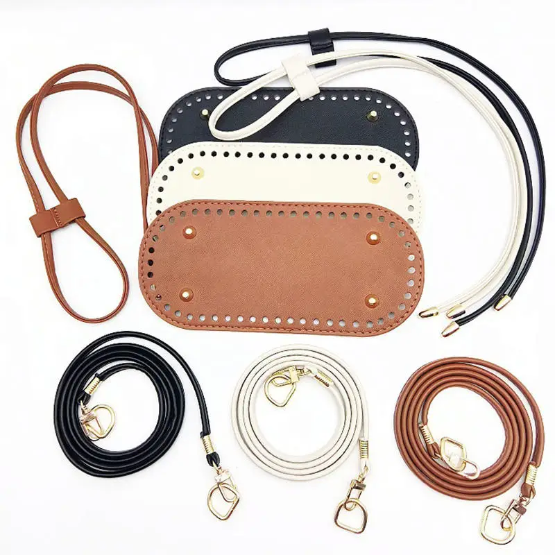 3-teiliges DIY-Set zur Taschenherstellung mit Kette, PU-Leder-Bucket-Bag-Basis & Schulterriemen, Häkel-Handtaschenzubehör ﻿