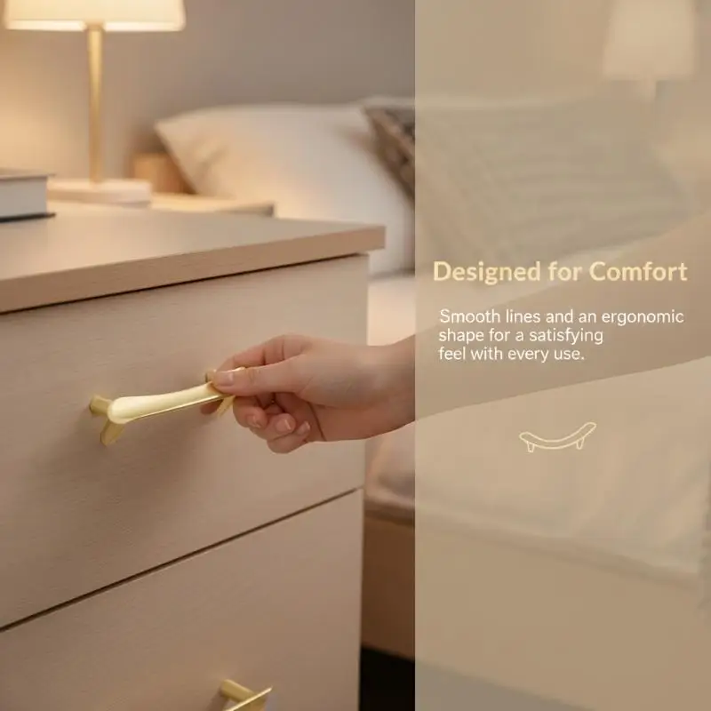 Modern Luxury Golden Cabinet Handle Nordic Minimalist Style Durable Pull Knob for Kitchen Wardrobe Bathroom Cabinet Renovation