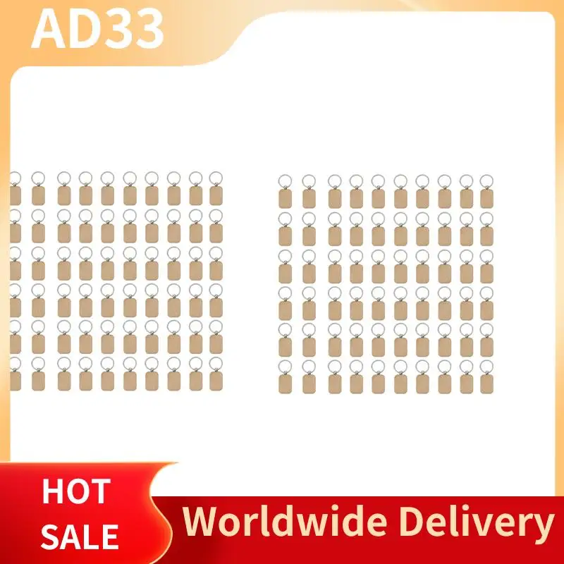 

(High-Quality) 120Pcs Blank Rounded Rectangle Wooden Keychain DIY Wooden Keychain Key Tag Can Be Engraved DIY Gift
