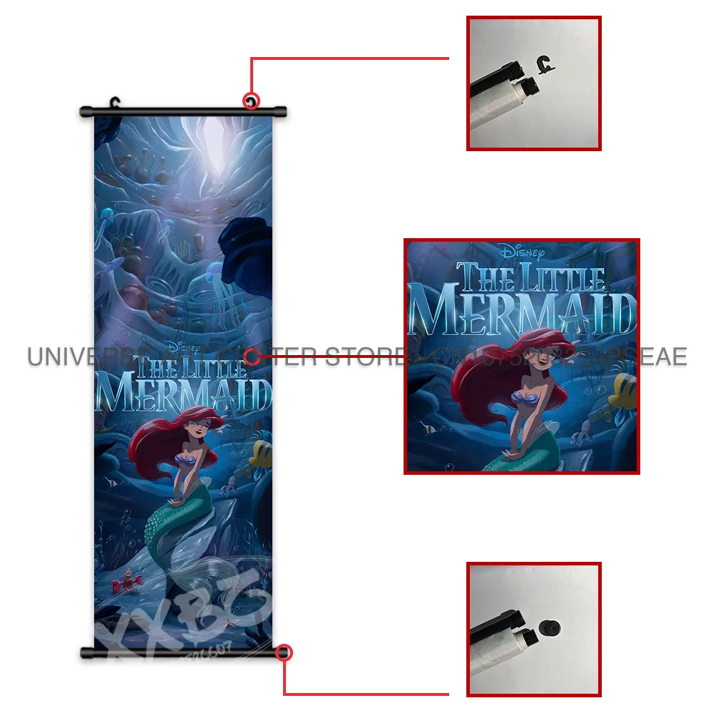 Disney Poster Toy Story Home Decor The Little Mermaid Hanging Painting Moana Wall Art The Incredibles Scrolls Picture Wallpaper