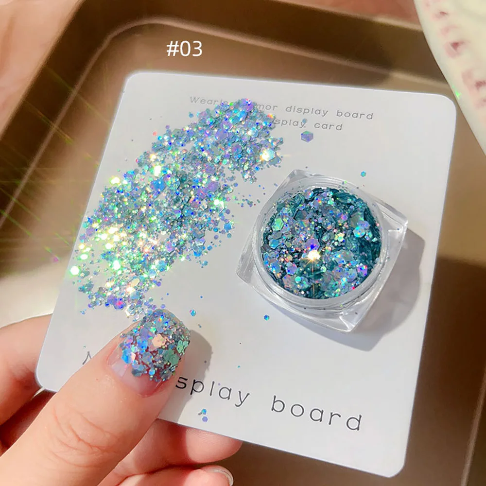 

-Sea Ocean- Versatile Trendy Flashing Mermaid Hexagon Glitter Mixed Size Cheese Salt Flakes Nail Gel Polish Adorning Sequins 404