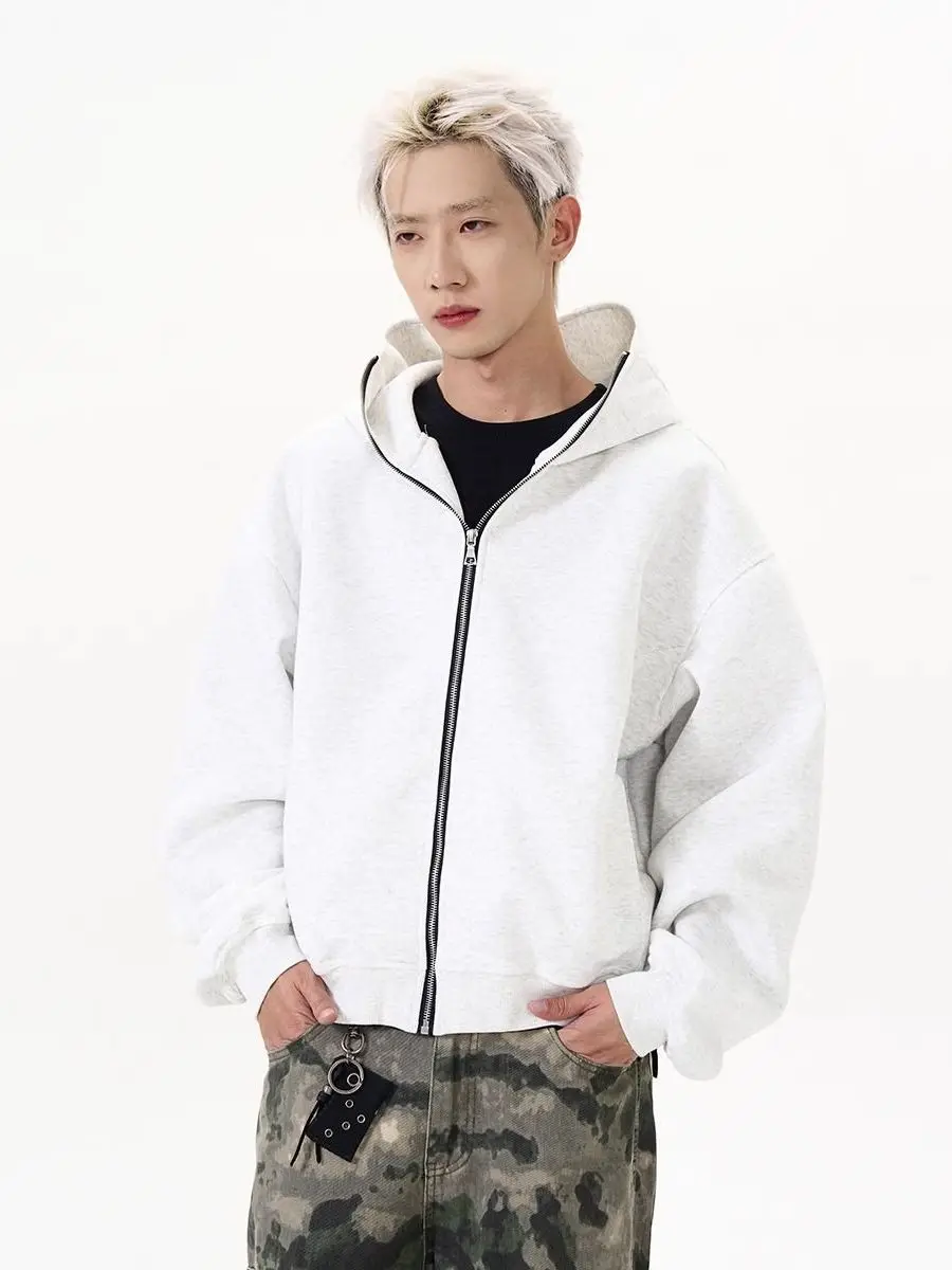 

Весенне-осенний плотный кардиган на молнии с капюшоном в американском уличном стиле, спортивная куртка для пар, модная верхняя одежда