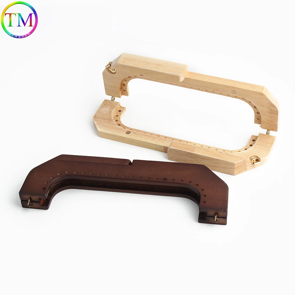 1/5/10PCS 25x8cm Camel/Brown Bag Handles Wooden Purse Frame For Crochet Beach Rattan Woven Bags Kiss Clasp Inside Wood Handle