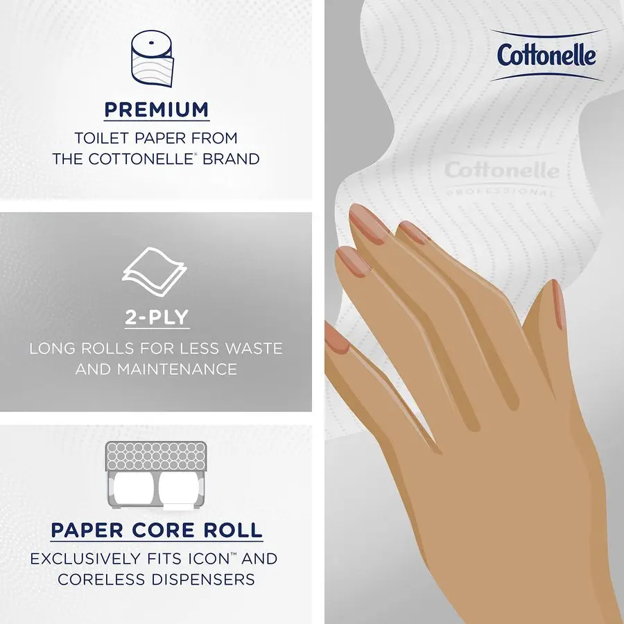 ورق تواليت صغير الحجم عالي السعة قياسي 53862، طبقتين، تصميم CleanCare، أبيض 36 لفة من 900 ورقة، 32,400 ورقة #6