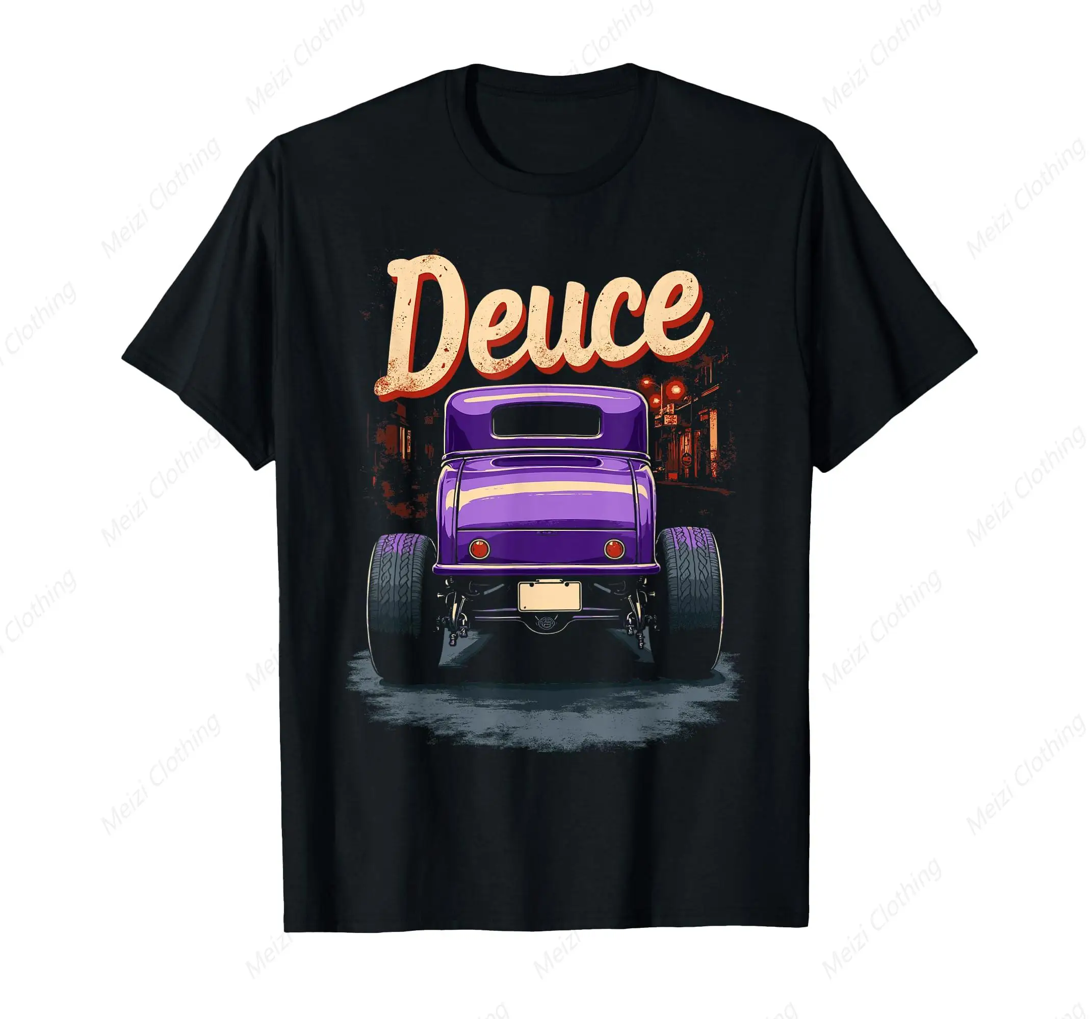 1932 American Classic 3-Window Deuce Coupe Hot Rod Rear View T-shirt Fun Cool Shirt Pure Cotton Casual Clothes