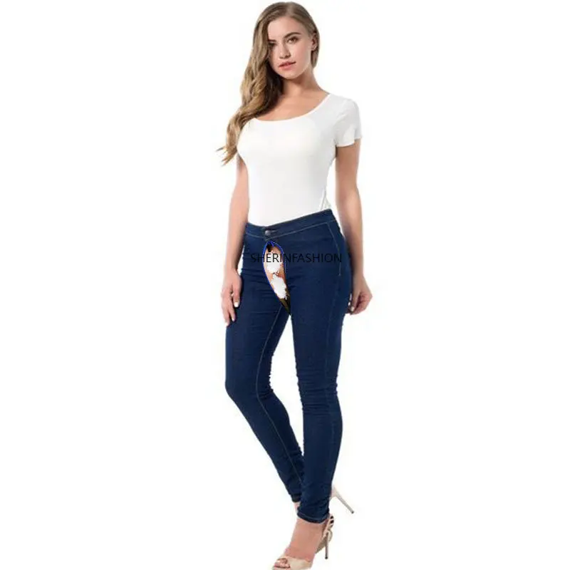 

Invisible Open Crotch Pants Women's Stretch Comfy Jeans Lady High Waist Slim Fit Denim Pants with Pocket Soft Cotton Outdoor Sex