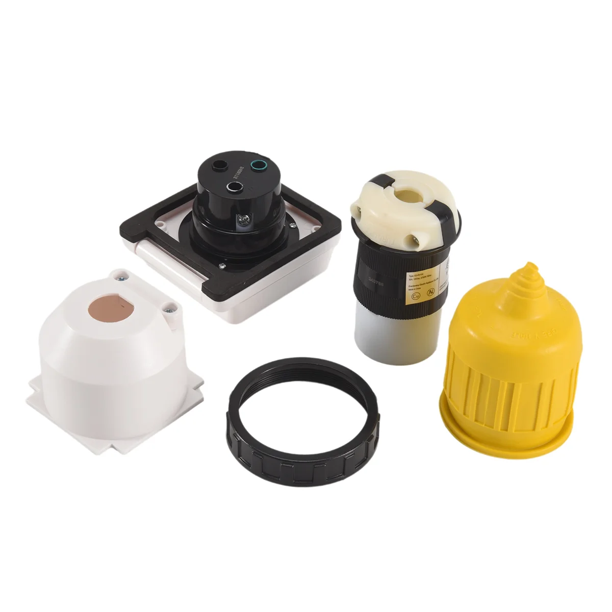 

A68Z 30AMP RV Power Inlet Outlet Shore Power Kit W/Boot Cord Protector 125V NEMA L5-30P L5-30R Male Female Connector Plug