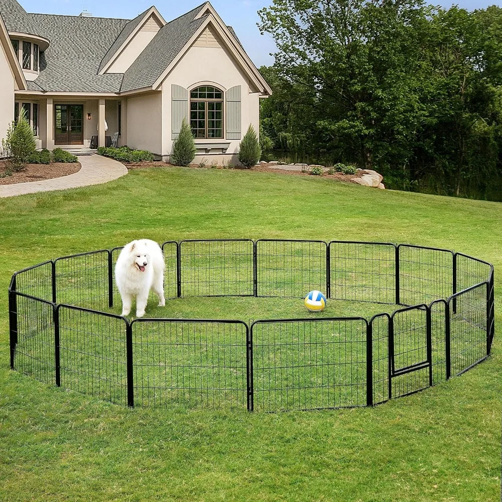 Dog Playpen Indoor, Extra Wide Outdoor Dog Fence Foldable Pet Puppy Exercise Pen for Yard/Garden/RV Camping, 16 Panels 24 Inch