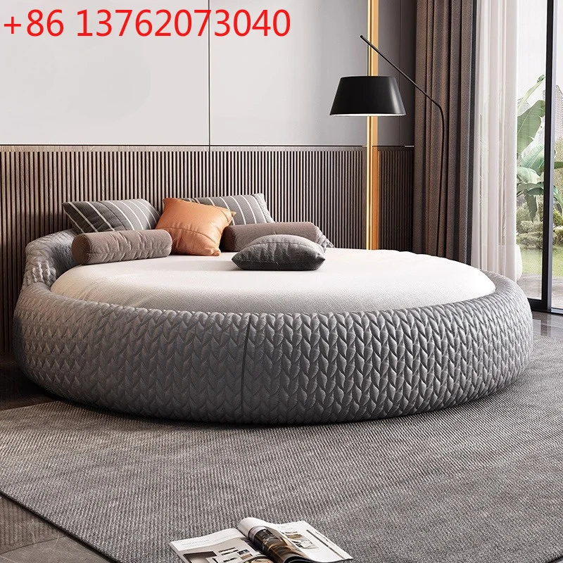 

Home 180 200 220 cm Luxury Fabric round Double bed 2 people full size bed frame queen bedroom beds frames bedroom furniture