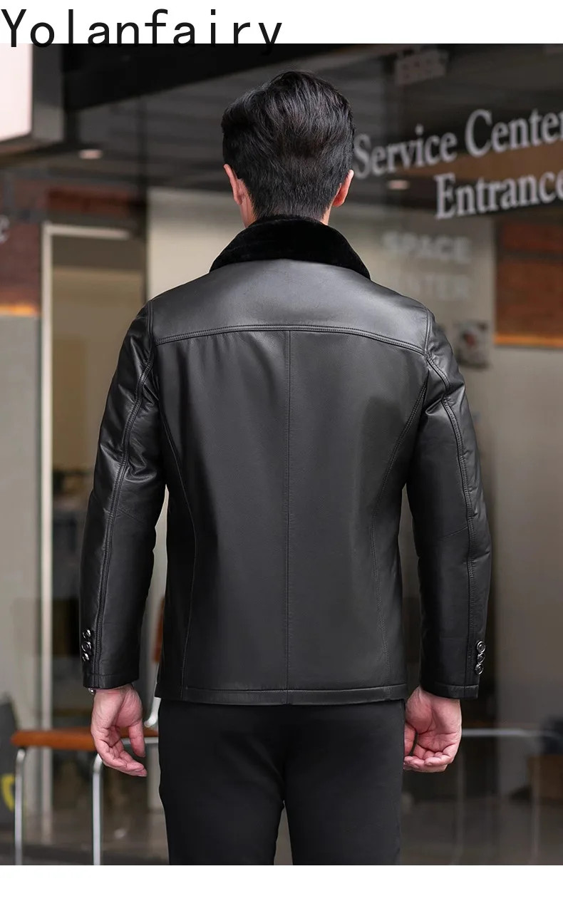 YOLANFAIRY Genuine Leather Jacket Men Real Cowhide Man Luxury Clothing Winter Jacket for Men High Quality Short Style парка 2024