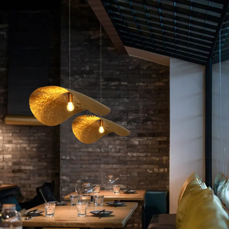 Hete Verkoop Minimalistisch Creatief Decor Koperen Hanglampen Lotus Blad Hoed Lamp Woonkamer Restaurant Lichtbar Led Kroonluchter