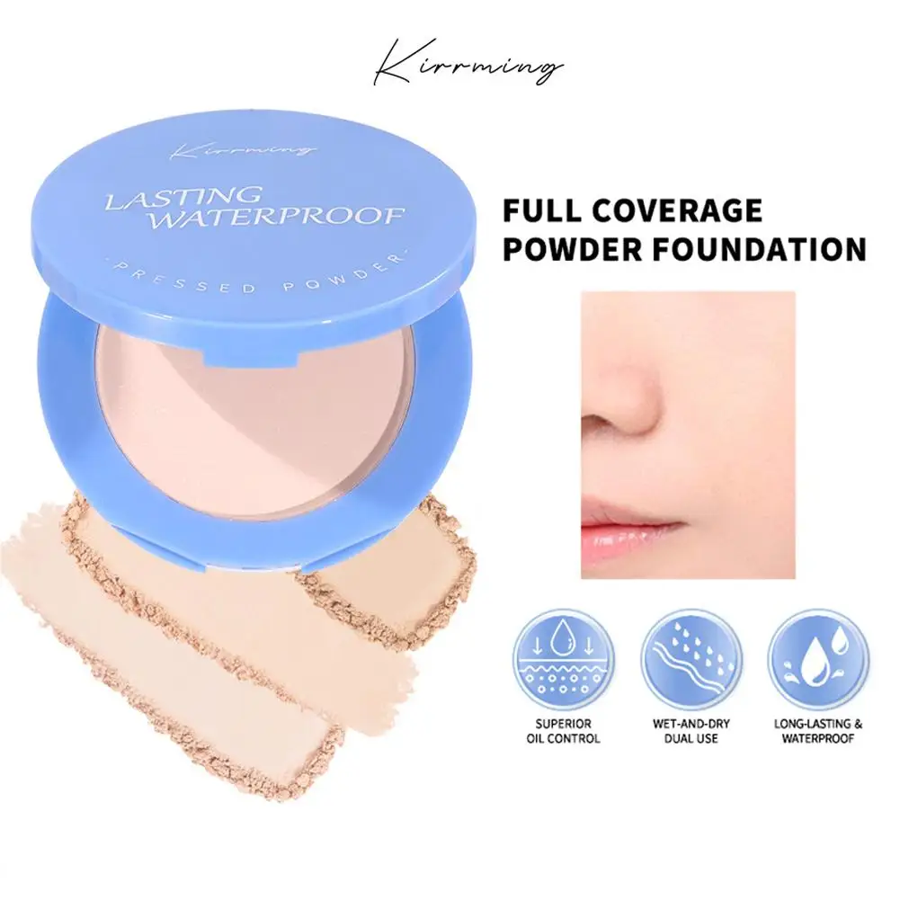 Long-Lasting Waterproof Silk Soft Mist Powder Cake Smooth Pressed Face Powder Oil Control Lady Texture for Makeup