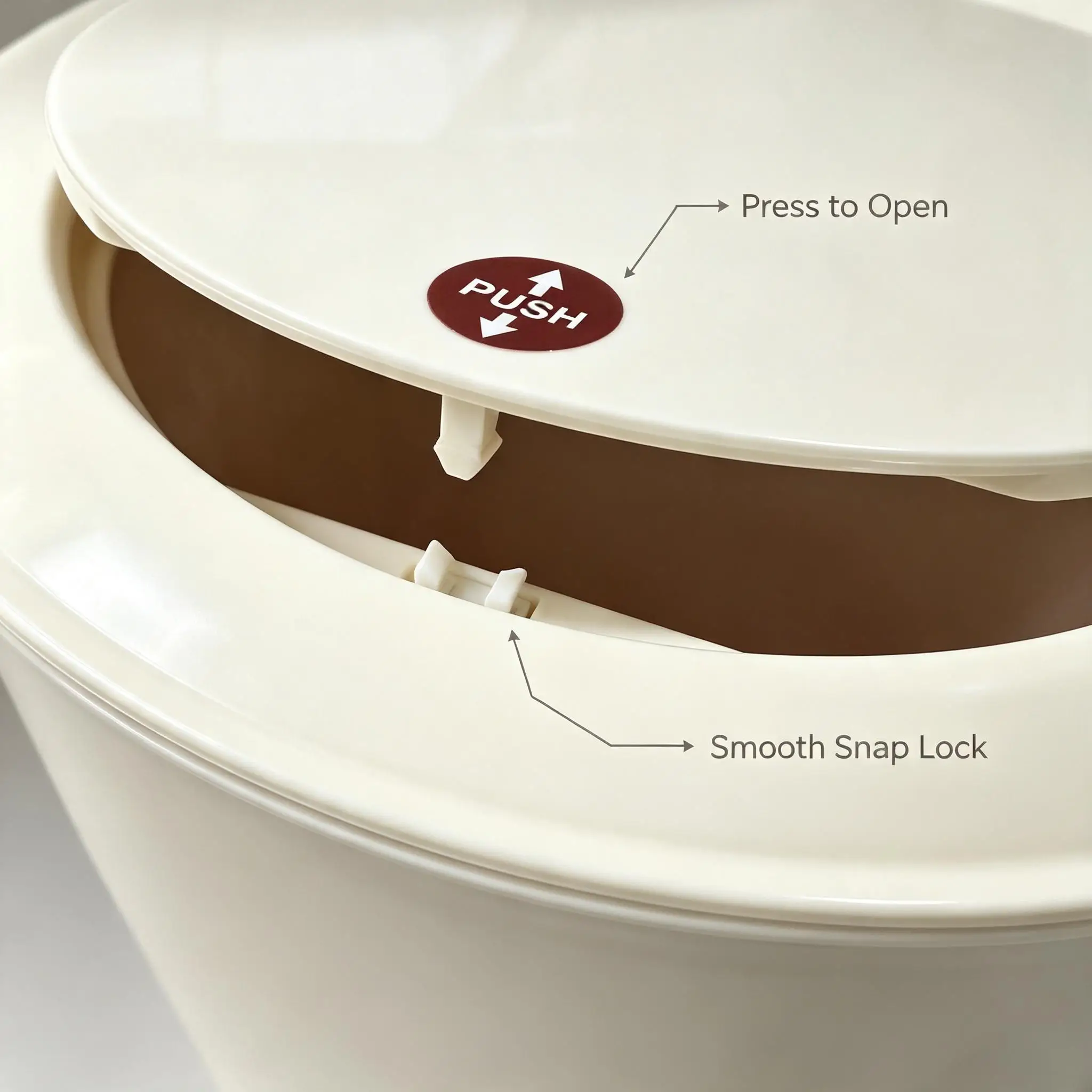Cute Character‑Style Press‑Top Lidded Waste Bin, Round Compact Trash Can with Detachable Support Legs, Decorative Garbage Container for Kids Room Bathroom Kitchen Home Decor