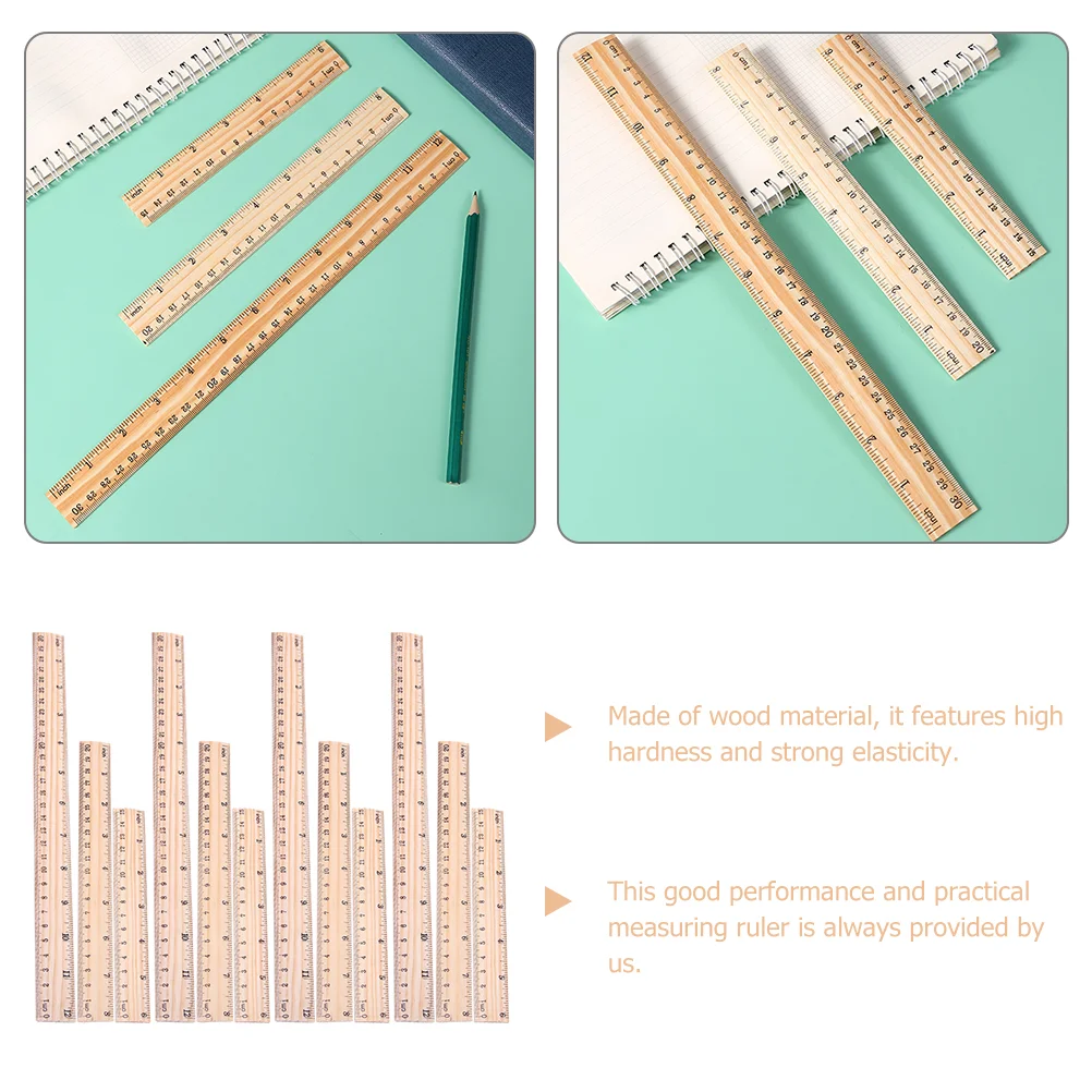 12 Pcs Wooden Ruler Drawing Rulers Novelty Meter Sticks for Classroom Measuring Kids Painting