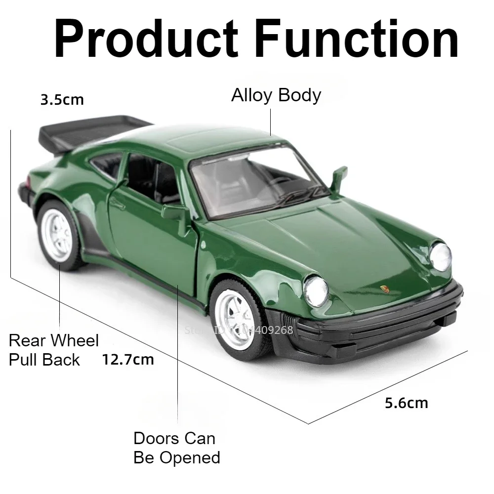 1:36 포르쉐 911 터보 1987 아우디 1980 클래식 자동차 모델 장난감 합금 다이캐스트 레트로 차량 모델 뒤로 미니어처 선물