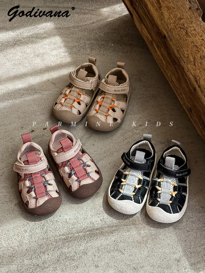 Girls Soft Soled Hollow Sandals New 2026 Summer Closed Toe Breathable Sneakers for Sports Kids Quick Dry Beach Water Sandals