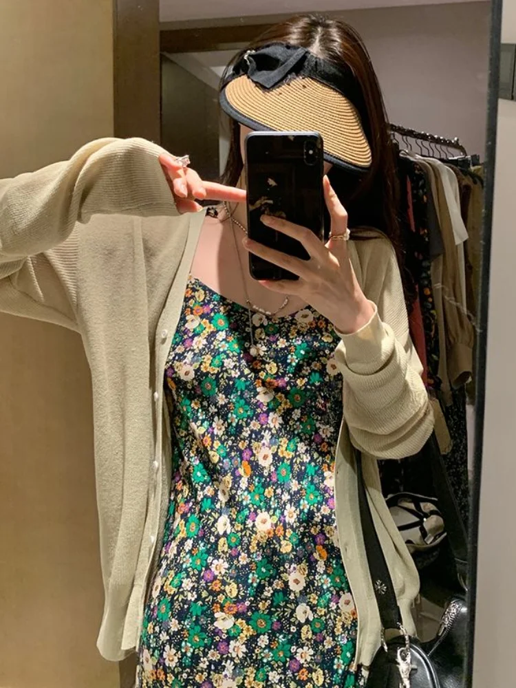 꽃 드레스 여성 섹시한 미니 초원 세련된 여름 여성 빈티지 캐주얼 패션 제국 한국 스타일 기질 휴일 매력