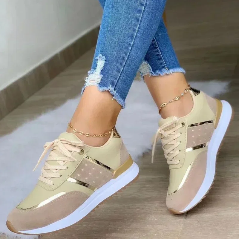 Zapatillas de deporte de cuña con cordones para Mujer, Zapatos deportivos transpirables, Zapatos de plataforma informales, Zapatos de diseñador para Mujer