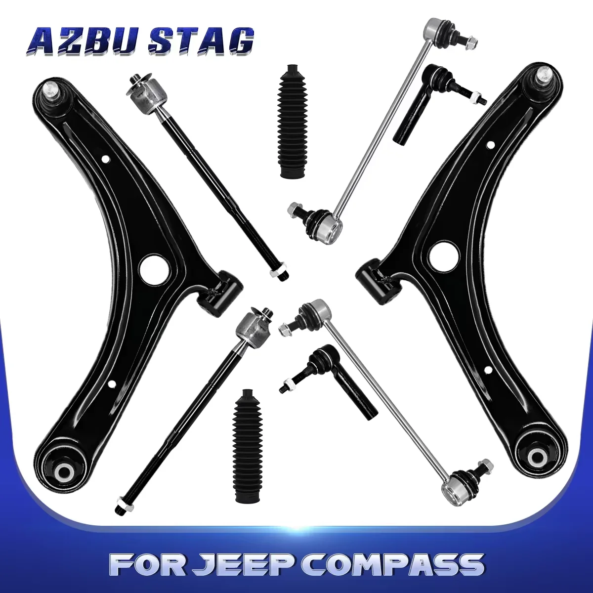AzbuStag Front Lower Suspension Control Arm Tie Rod  Sway Bar Link Boot 10Pcs for Jeep Compass Patriot Dodge Caliber 2007-2017