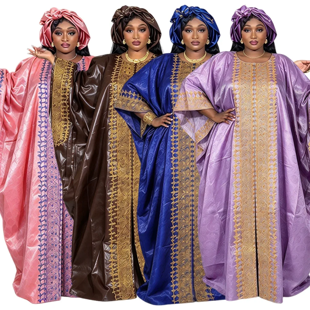 Plus Size African Clothes for Women African Dashiki Ankara Embroidery Robe Bazin Design Wedding Party Dresses Christmas Gowns