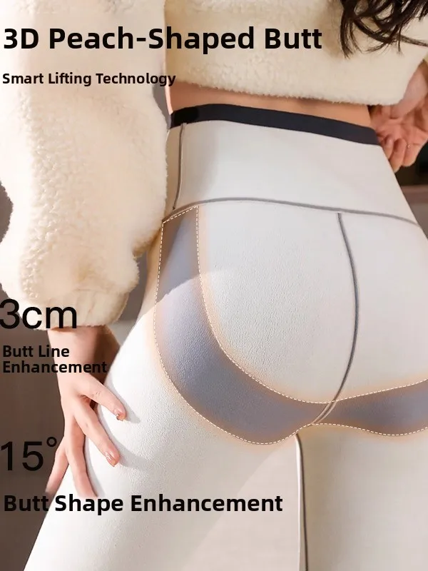   Pessoa cintura alta sl arca pele calças de yoga feminino fitn spor quente thiened cordeiro veludo outono inverno