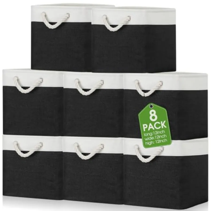 

8 Pack Collapsible Storage Bs Fabric Storage Bs Polyester Fabric Baskets with Handles Len Closet Organizer for Shelf Home Close