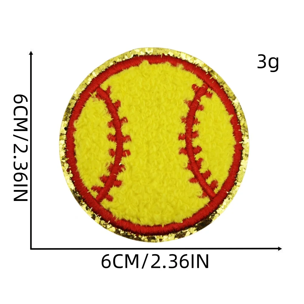 Chenille Glitter Embroidered Patches Iron on Baseball PatchesStickers Sport Volleyball for Jeans Clothes Backpack Badge