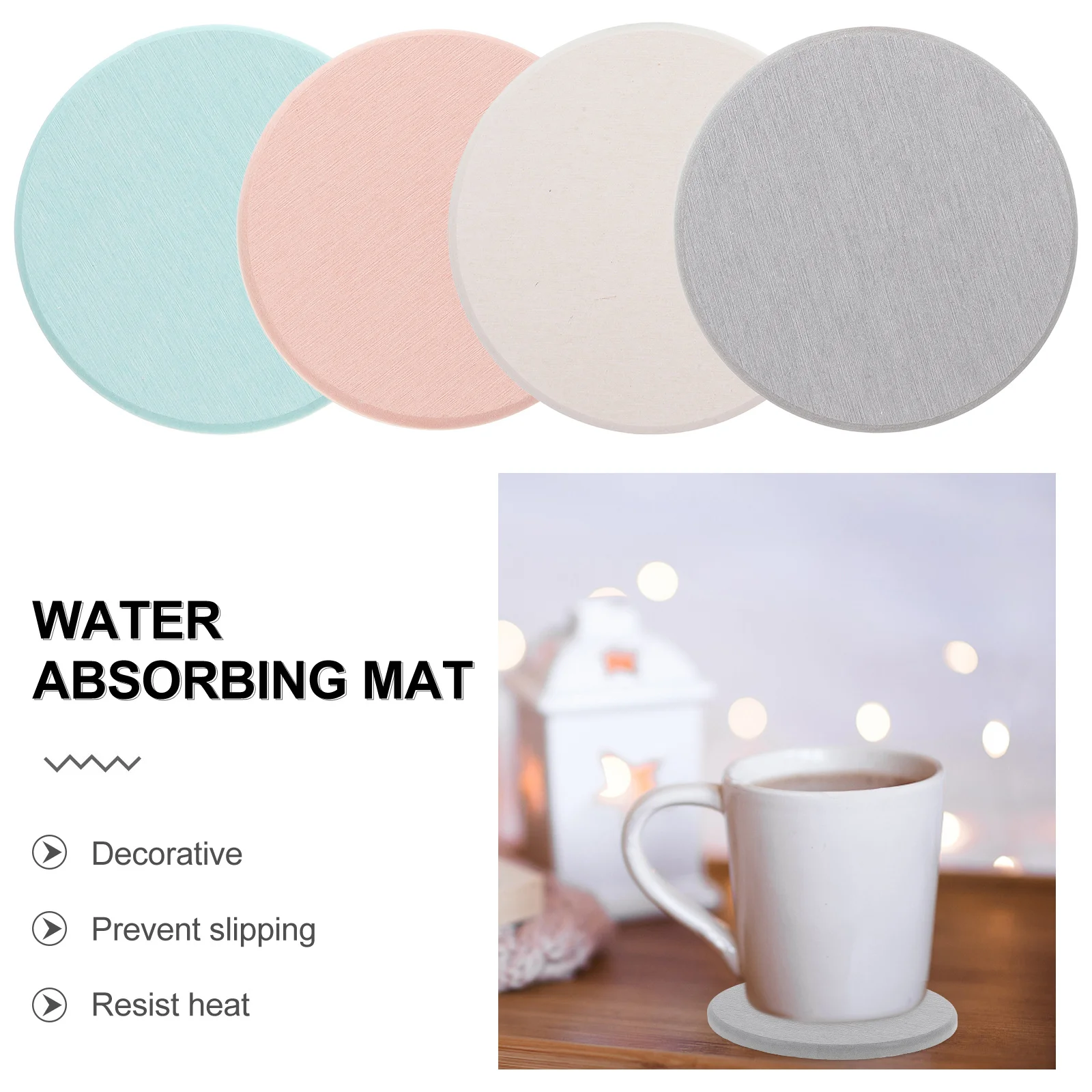 

4Pcs Water Absorbent Coasters Diatomite Cup Pads Bathroom Countertop Absorbent Mats Non-Slip Drink Holders Soap Dish