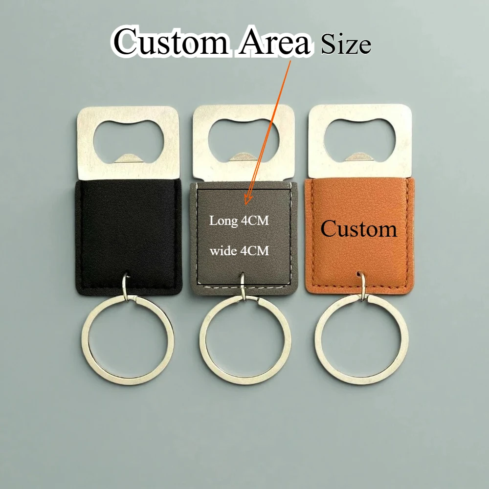 

Custom Popular Funy Practical Beer Bottle Opener Keychain Car Bag Stainless Steel Leather Keyring Chain Unisex Small Gifts