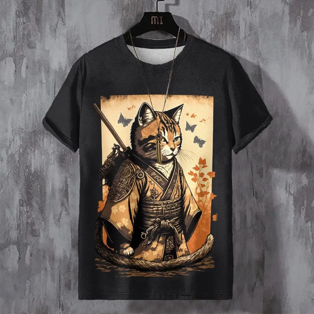 

Cartoon Cat Graphic Men's T-shirt 3D Printed Casual Pullover For Men Summer O-neck Sweatshirt Tops Loose Daily Short Sleeve Tees
