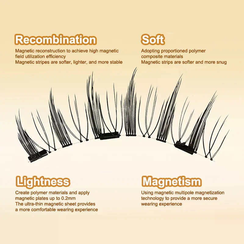 Ciglia magnetiche calde Set 1 paio riutilizzabili Nessuna colla necessaria Ciglia finte con pinzette magnetiche Strumento per trucco ciglia finte ricci