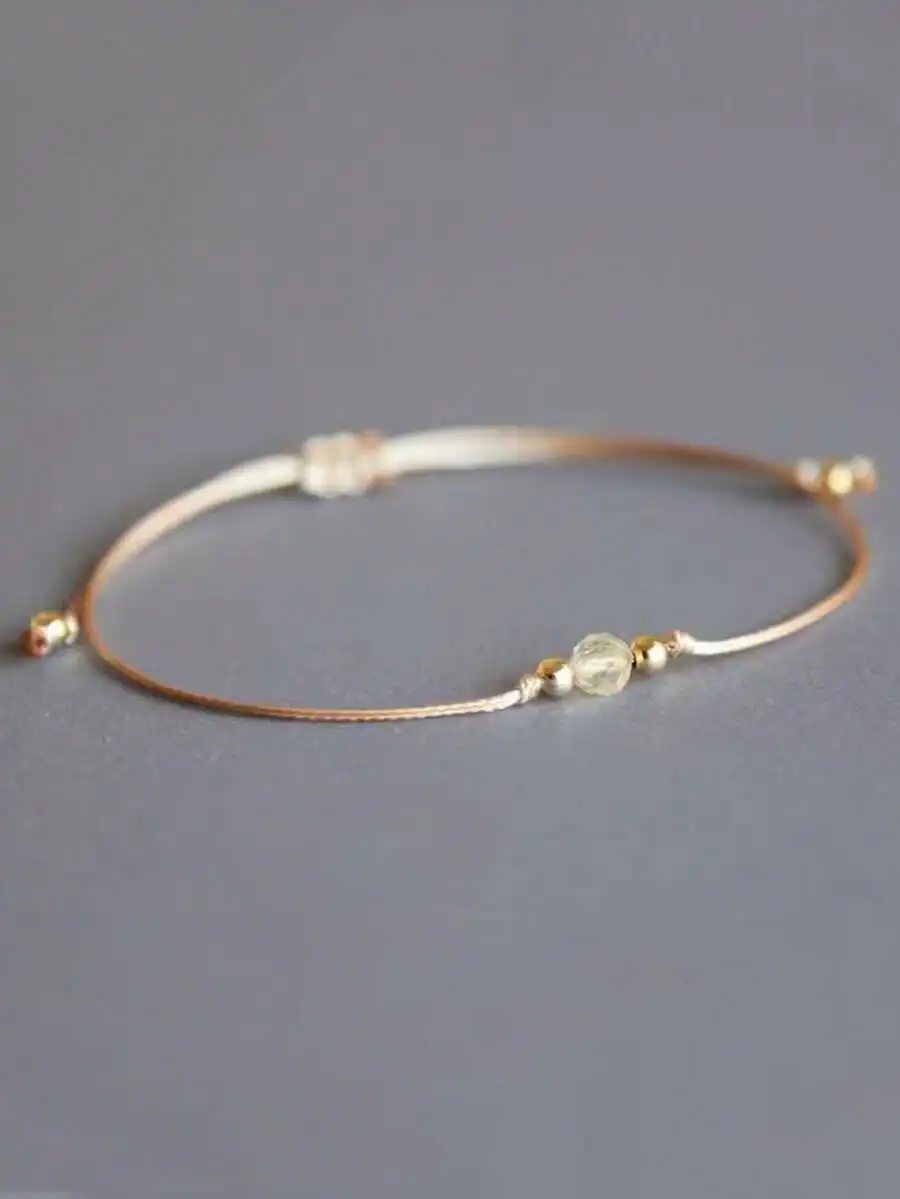 

4mm Faceted Citrine Adjustable Stretch Bracelet For Women Lemon Yellow Gemstone Jewelry